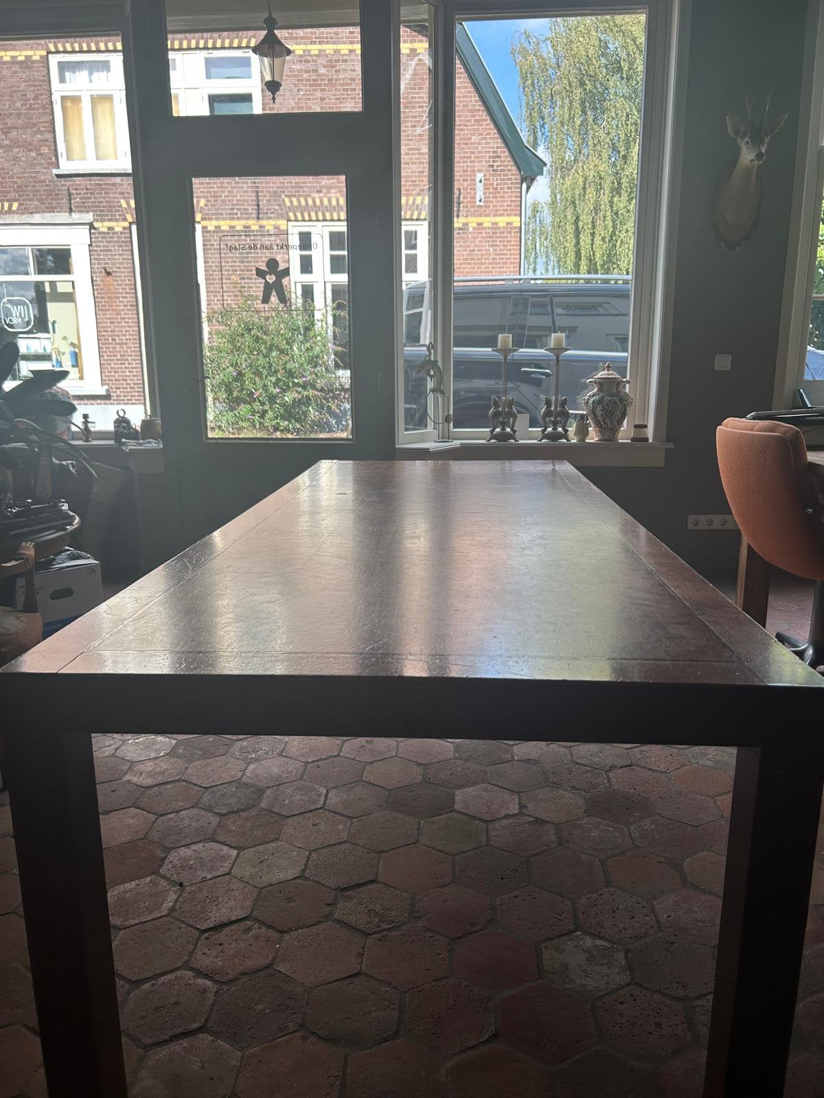 Mooie tafel van notenhout, Ophalen, Gebruikt, Klassiek, 200 cm of meer