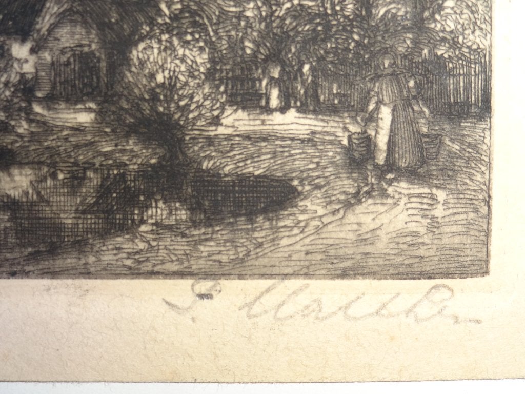 ets huis aan meer Noord of Zuid-Holland, P. Matthes, Antiek en Kunst, Landschap, Origineel, 1900 - 1949, Verzenden
