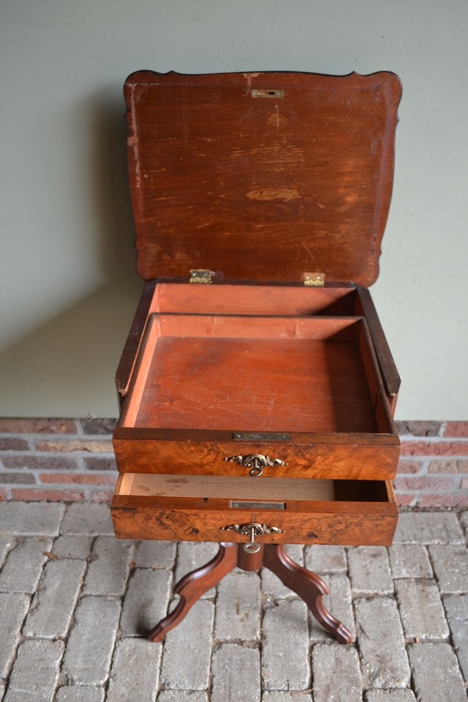 Prachtige antieke noten houten naaitafel, plantentafel,, Ophalen of Verzenden