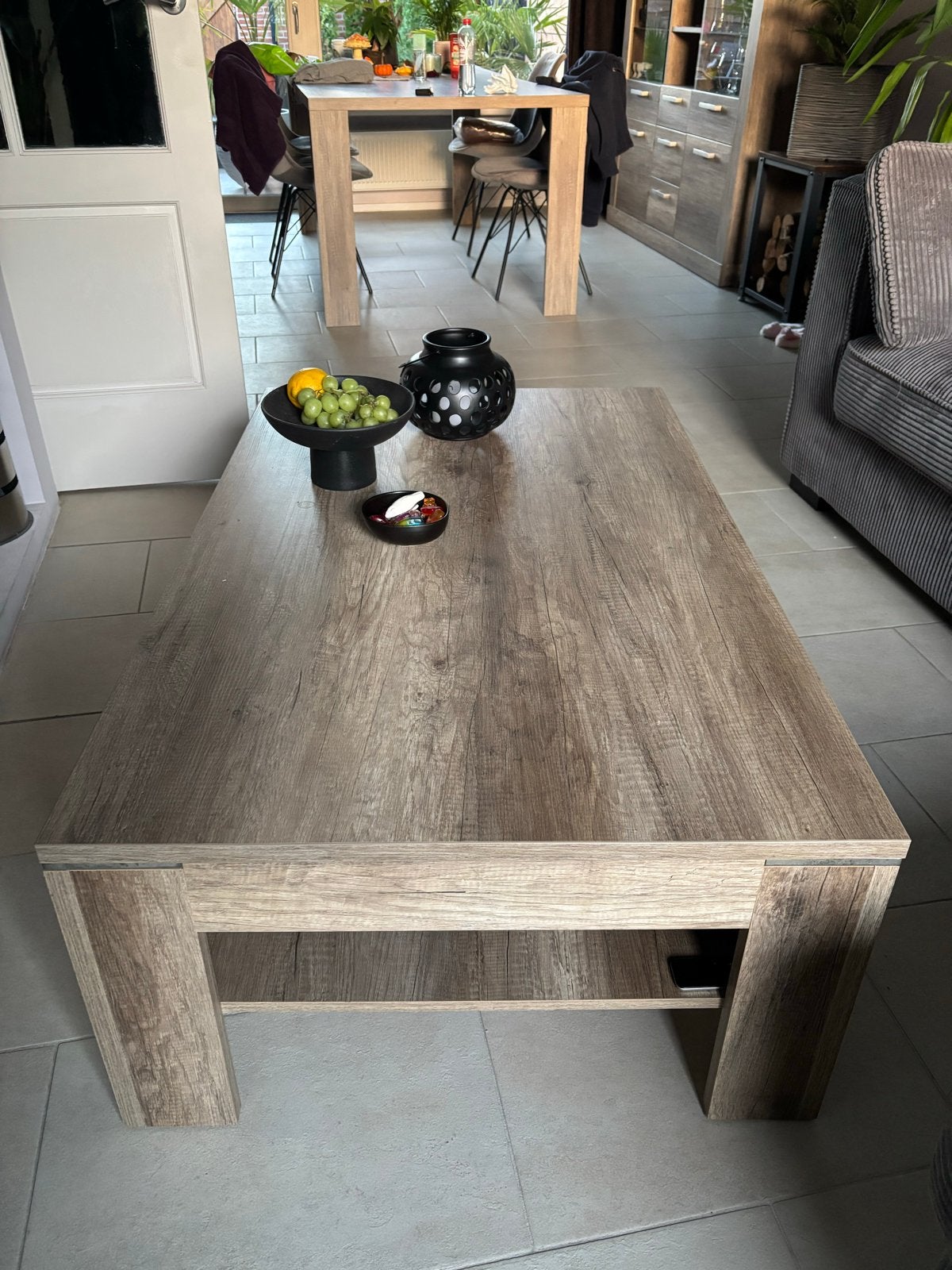 Salontafel houtlook 75x120x42 cm, Ophalen, Gebruikt, 50 tot 100 cm, 100 tot 150 cm