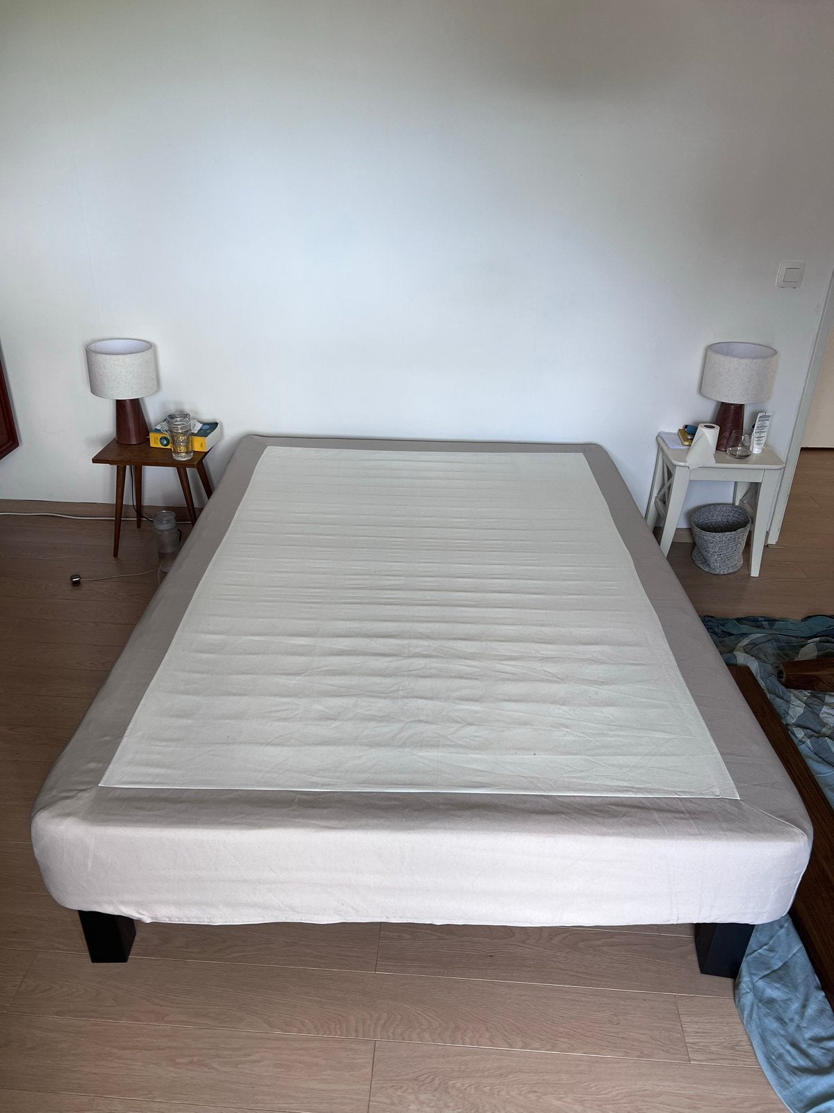 Matrasbodem / boxspring Ikea 140x200 met afneembare hoes, Ophalen, Beige, 140 cm, Twijfelaar