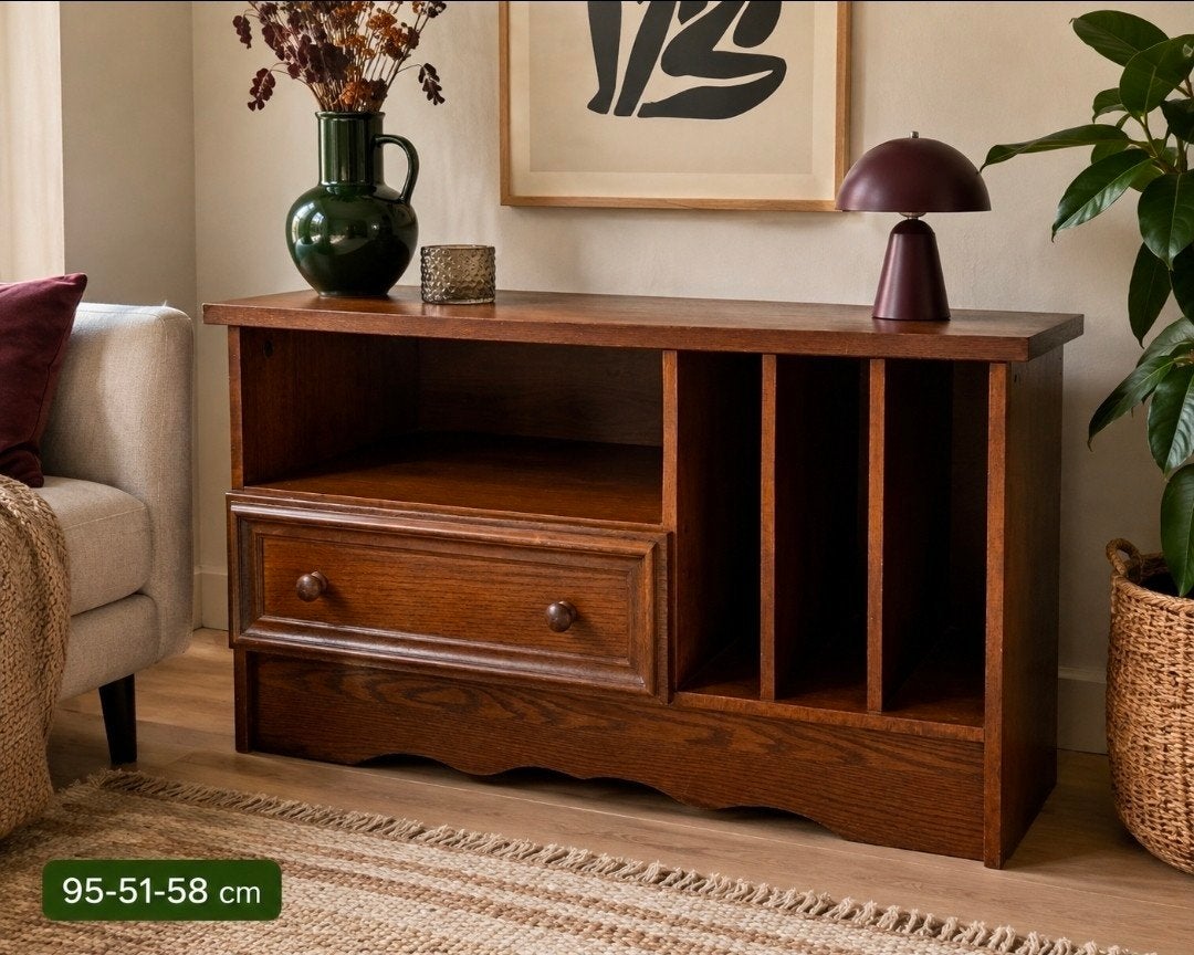 Vintage houten kastje / platenkast - opknapper, Antiek en Kunst, Ophalen
