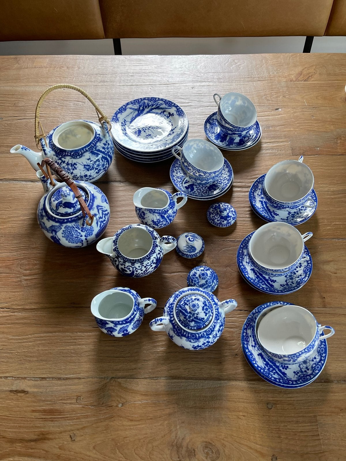 Vintage Japans serviesgoed - Blauw wit theeservies, Ophalen of Verzenden