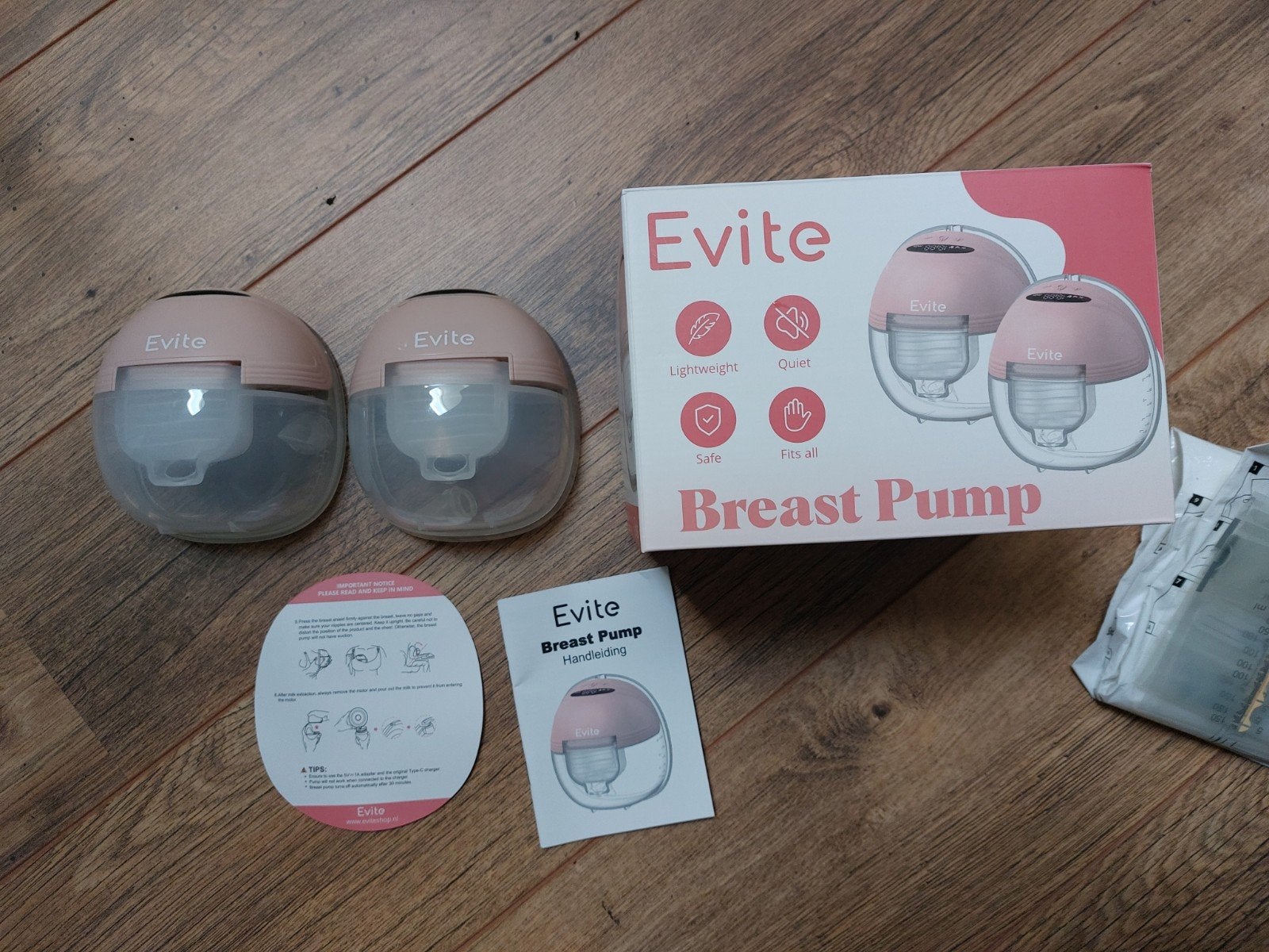 Evite dubbele kolf, incl div maten, bewaarzakjes & koeltas, Kinderen en Baby's, Babyvoeding en Toebehoren, Ophalen, Borstkolf