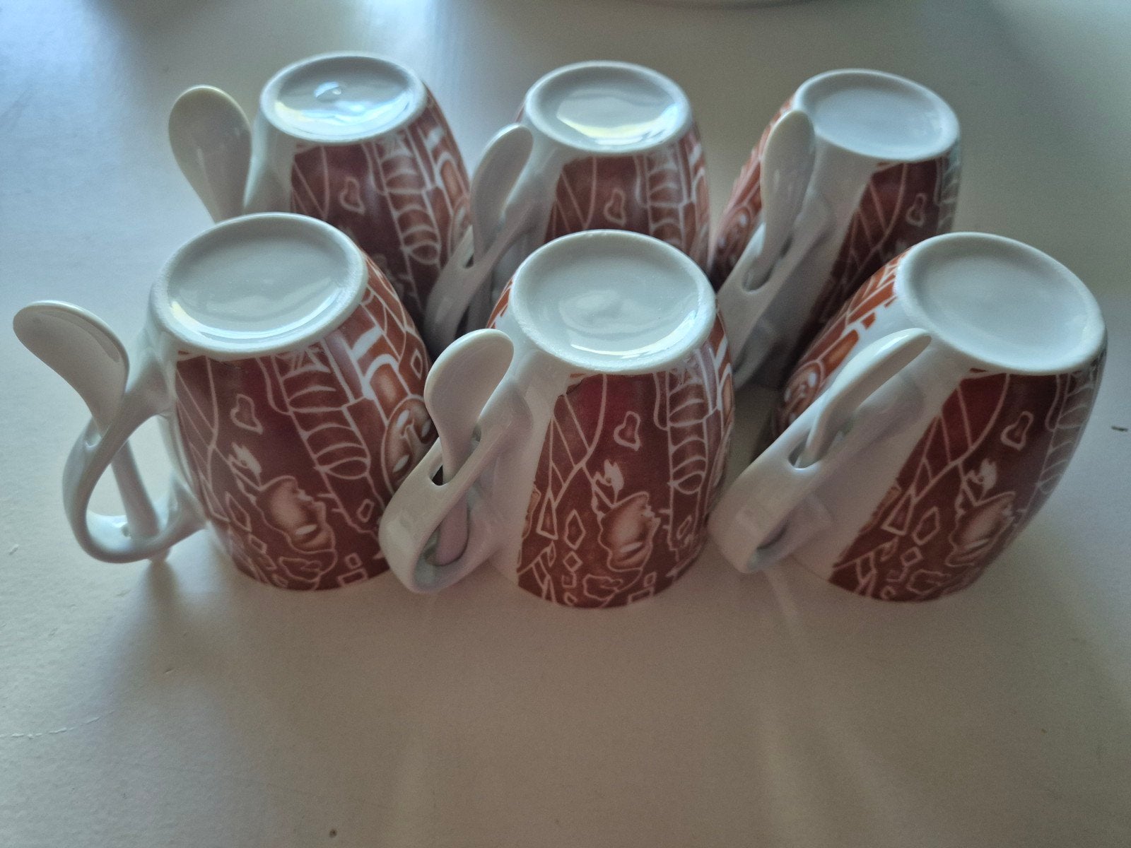 Set van 6 vintage koffiekopjes met lepeltjes, Ophalen, Zo goed als nieuw, Kom(men)