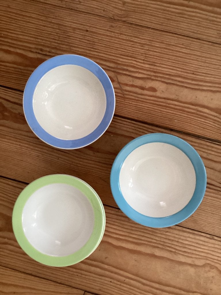 6x Konakovo pastel schaaltjes blauw groen blauwgroen 17,5 cm, Ophalen of Verzenden