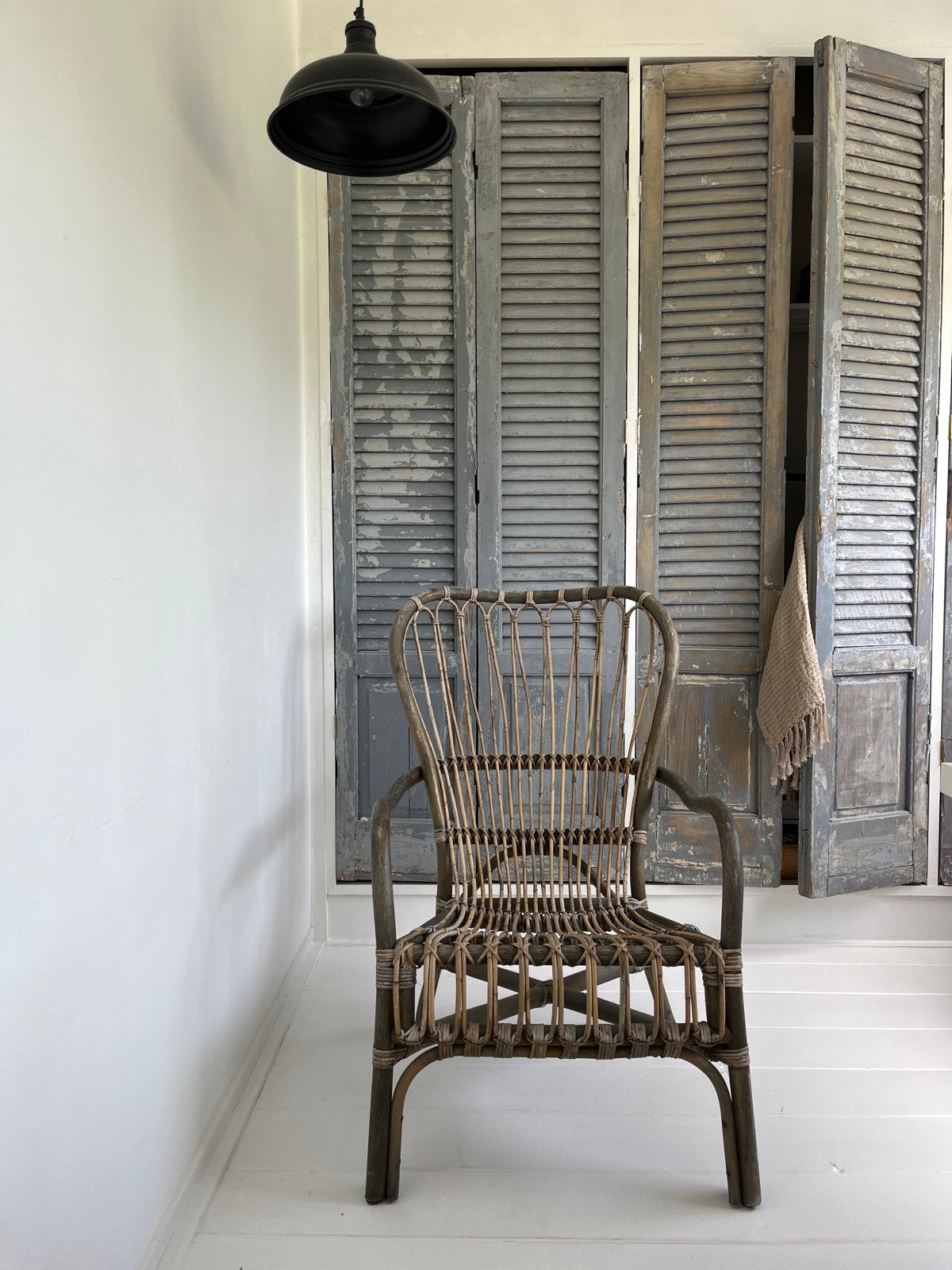 Vintage rotan stoel - Uniek design, Tuin en Terras, Ophalen, Gebruikt, Rotan