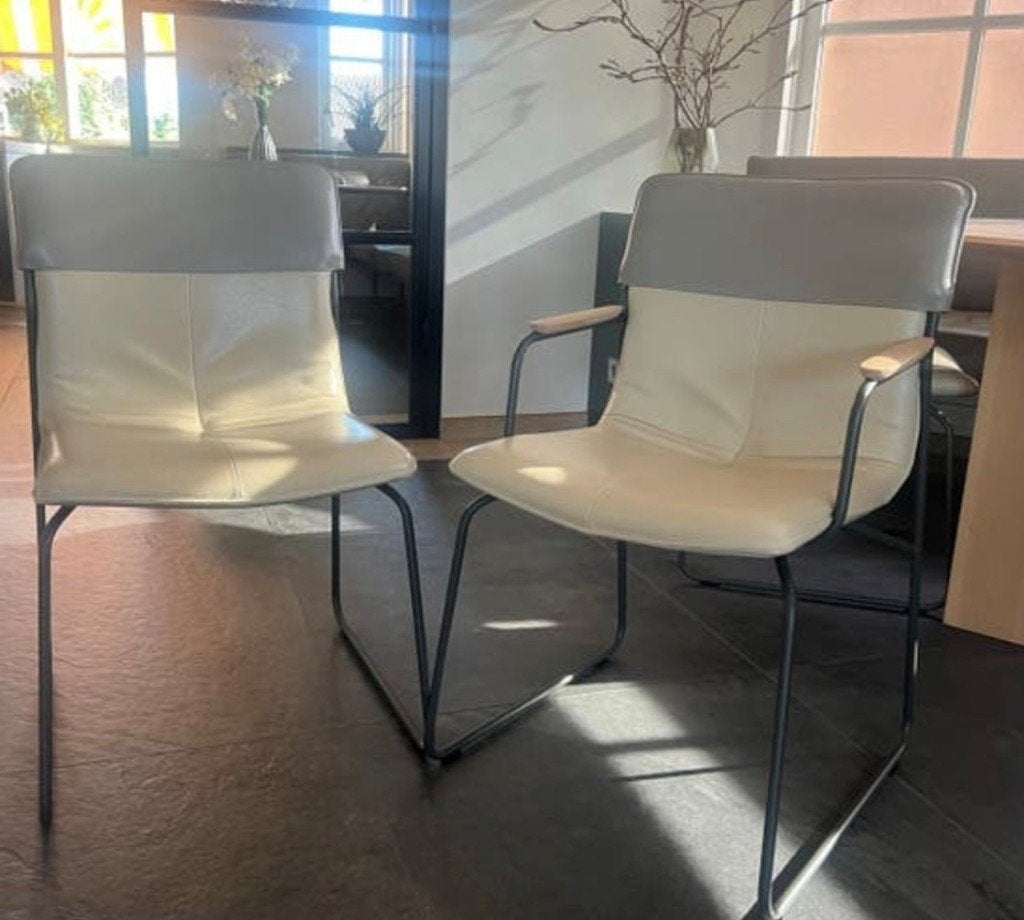 Leolux Ditte vol leren luxe design stoelen Cuno Frommherz, Huis en Inrichting, Stoelen, Ophalen, Gebruikt, Overige kleuren, Vijf, Zes of meer stoelen