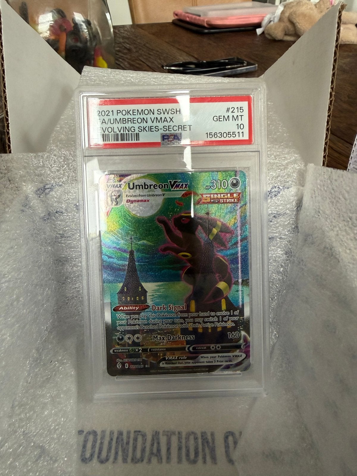 PSA 10 Umbreon VMAX Alt Art Evolving Skies Secret Rare, Ophalen, Nieuw, Losse kaart, Foil