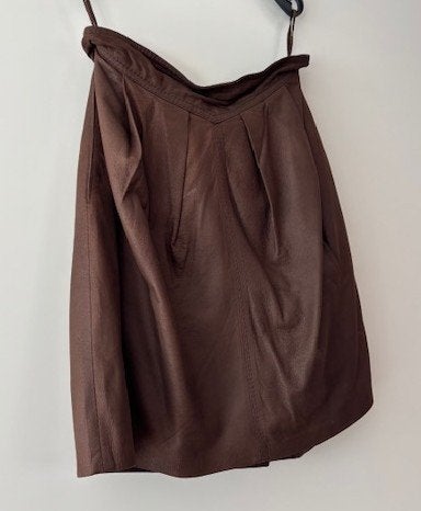 Exclusieve leren couture rok - 34 - antilopen geschuurd leer, Bruin, Nieuw, Ophalen of Verzenden, Maat 34 (XS) of kleiner