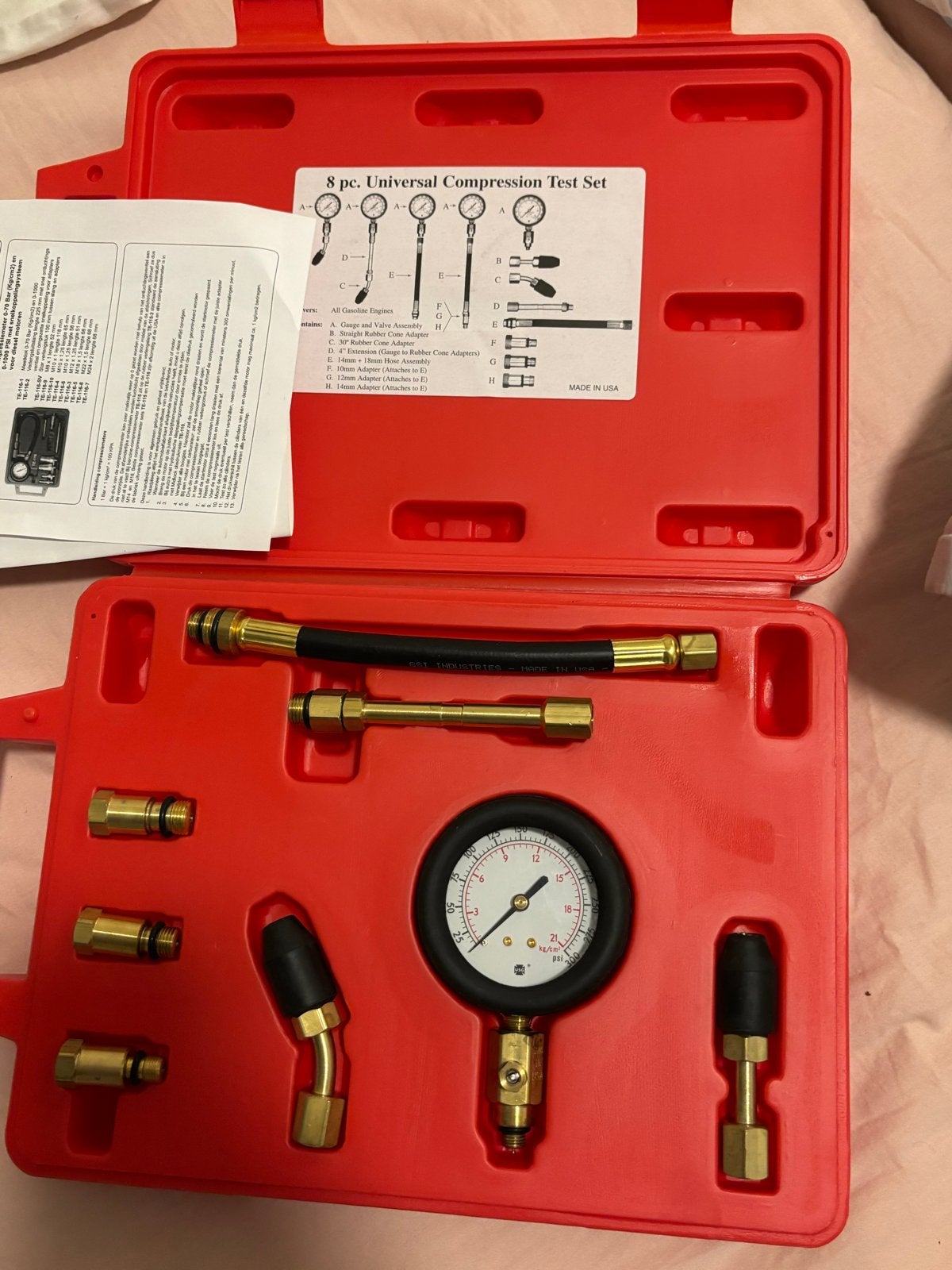 MIDLOCK TE-115 Compressietester set voor auto's, Auto diversen, Autogereedschap, Ophalen of Verzenden, Zo goed als nieuw
