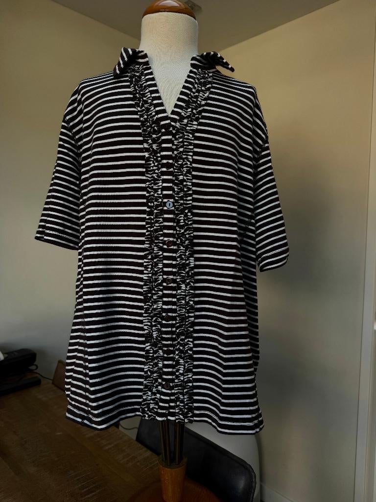 WITTEVEEN shirt bruin / wit nieuwstaat maat XL (44) D0, Kleding | Dames, T-shirts, Bruin, Maat 42/44 (L), Ophalen of Verzenden