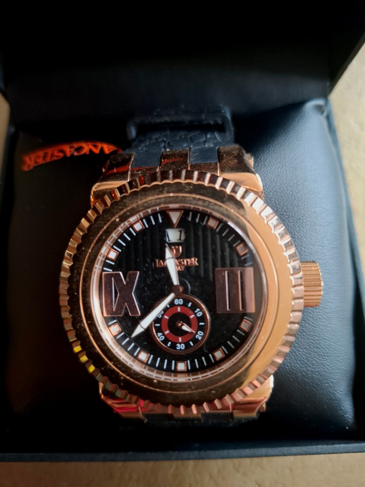 Nieuw Lancaster herenhorloge zwart- rosé, Ophalen of Verzenden, Nieuw, Overige merken