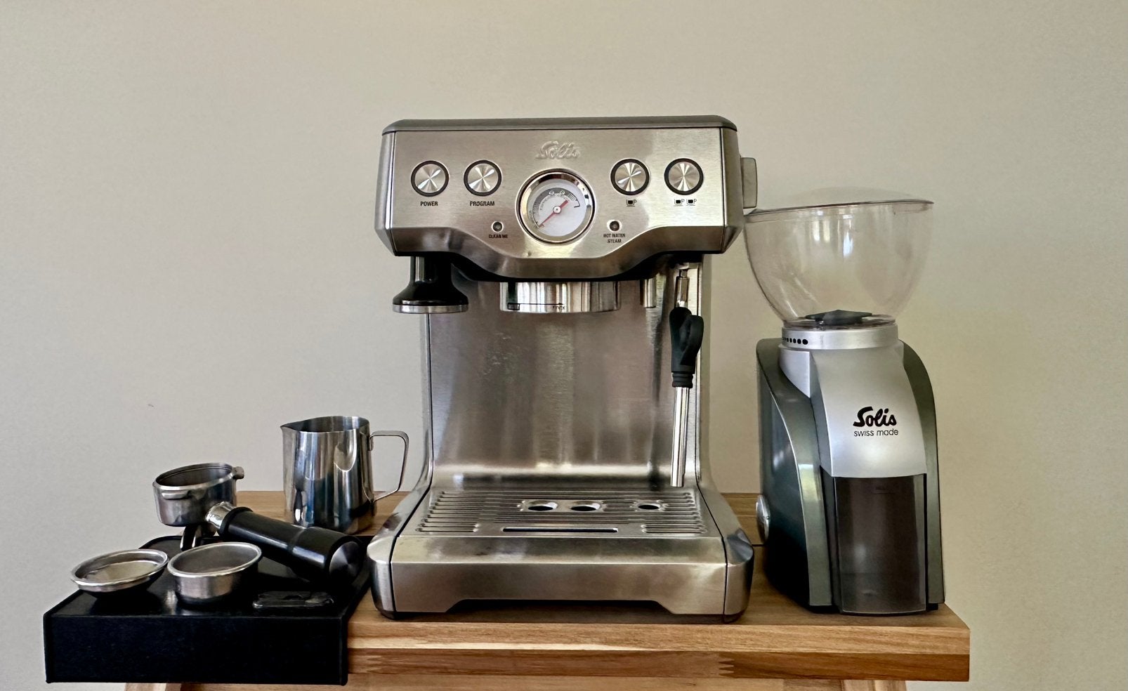 Solis Caffespresso pro 117 inclusief koffiemolen, Witgoed en Apparatuur, Koffiezetapparaten, Ophalen, Espresso apparaat, Zo goed als nieuw