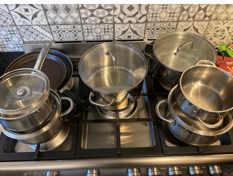 Complete pannenset: BK Excellence, soeppannen & Tefal, Gebruikt, Met deksel, BK, Pannenset