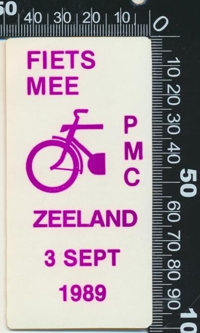 Sticker: Fiets Mee 1989 - Zeeland, Ophalen of Verzenden, Zo goed als nieuw, Bedrijf of Vereniging