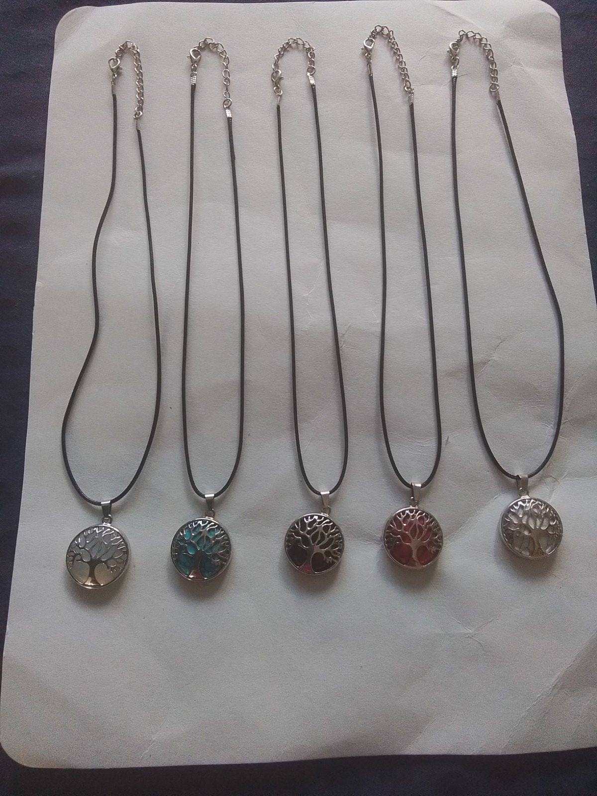 5x Waxketting met levensboom hanger - Diverse kleuren, Overige kleuren, Nieuw, Ophalen of Verzenden, Overige materialen