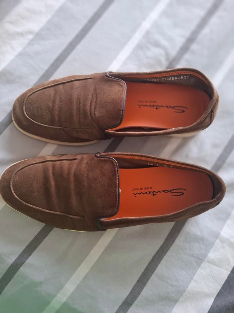 Santoni instappers maat 39 - Bruin suède loafers, Loafers, Bruin, Ophalen of Verzenden, Santoni