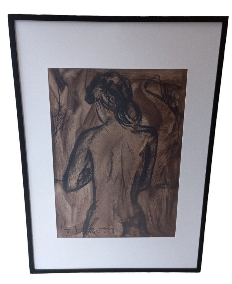 Stefaan Tessely naaktstudie op papier., Ophalen, Portret of Personen
