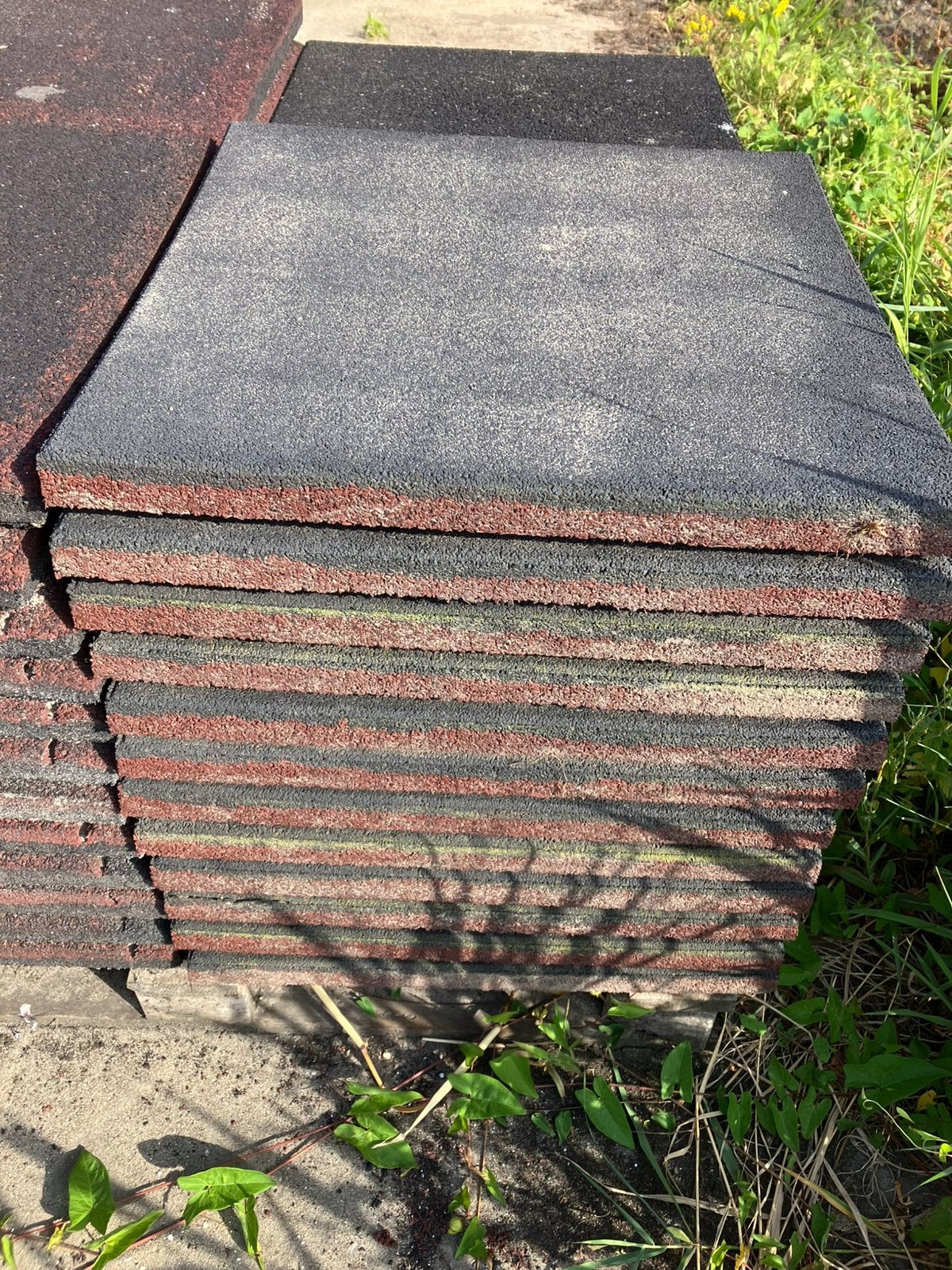 12 rubberen tegels 50x50x4,5cm, Tuin en Terras, Ophalen, Q, Overige typen, Zo goed als nieuw