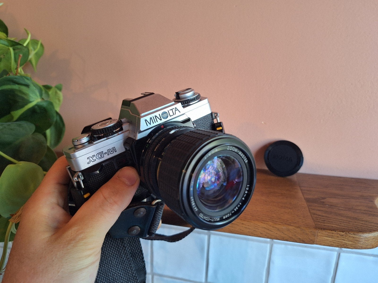 Minolta XG-M met 35-70mm, 2.8 zoomlens en batterij, Audio, Tv en Foto, Fotocamera's Analoog, Ophalen of Verzenden, Gebruikt, Spiegelreflex
