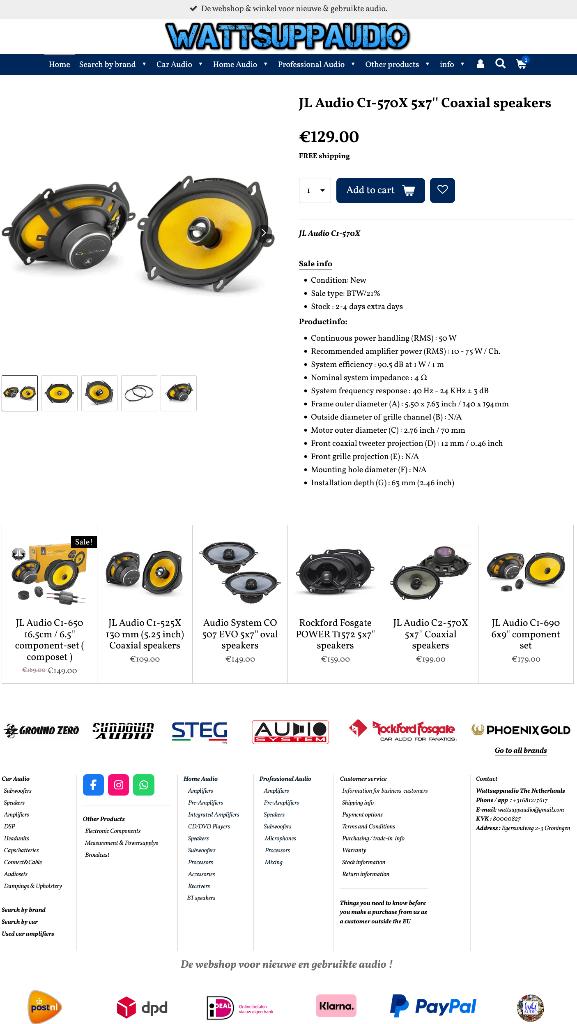 JL Audio C1-570X 5x7'' Coaxial speakers, Hifi-Focus, Aalsmeerderweg 173 1432 CL, Aalsmeer, Nieuw, Ophalen of Verzenden