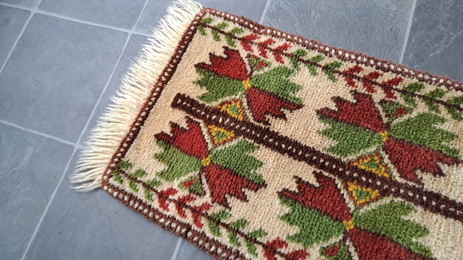 Vintage oost-europese wollen tafelloper of tapijt, Ophalen of Verzenden