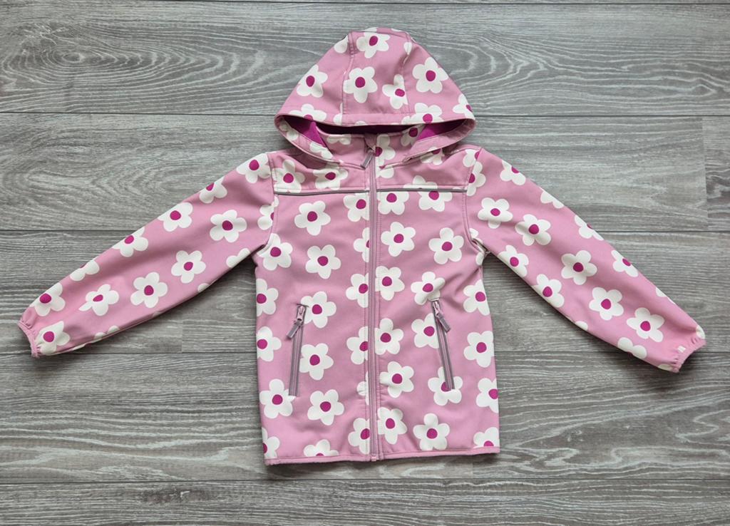 Roze softshell jas met bloemenprint voor meisjes (122/128), Kinderen en Baby's, Kinderkleding | Maat 128, Meisje, Ophalen of Verzenden