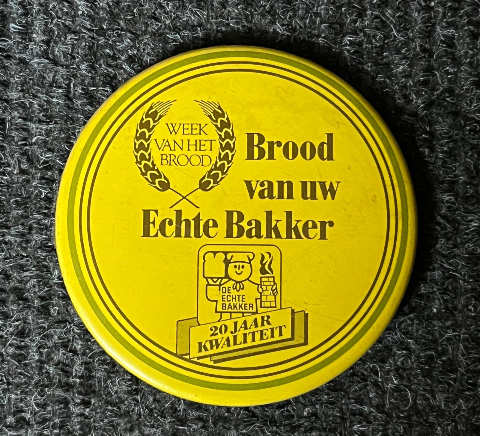 Vintage Button 'Brood van uw Echte Bakker' - 1987, Verzamelen, Ophalen of Verzenden, Gebruikt, Overige onderwerpen, Button