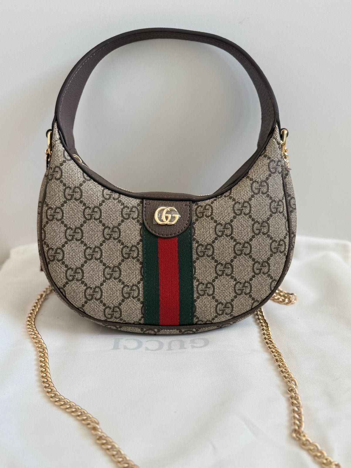 Gucci Ophidia GG Mini Schoudertasje, Ophalen of Verzenden, Nieuw, Bruin, Schoudertasje