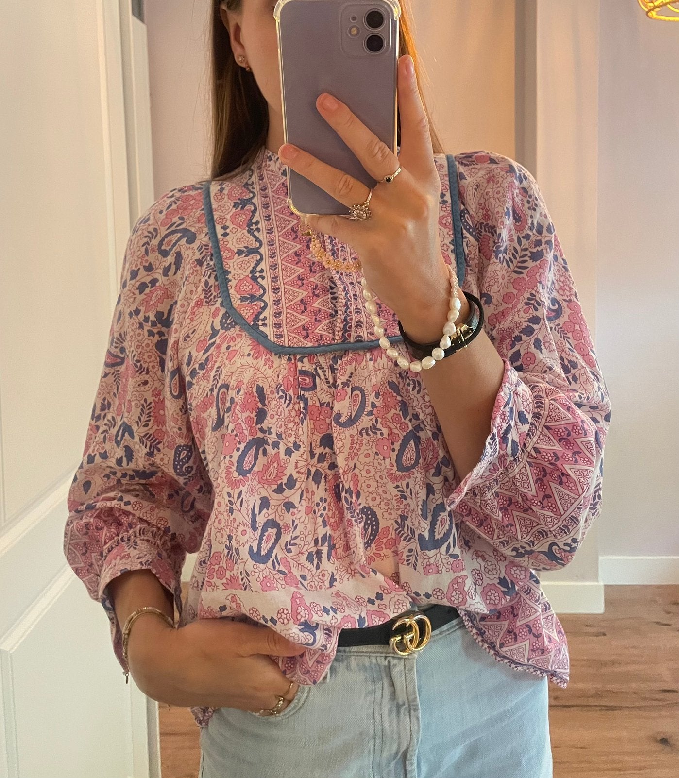 Antik Batik blouse Helene met print maat XS, Kleding | Dames, Blouses en Tunieken, Verzenden, Zo goed als nieuw, Maat 34 (XS) of kleiner
