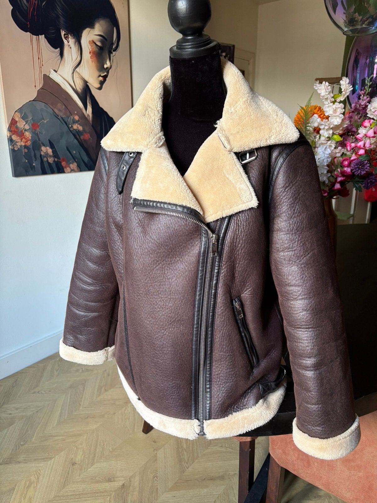 Lammy coat bruin, Ophalen of Verzenden, Zo goed als nieuw, Maat 38/40 (M), Bruin