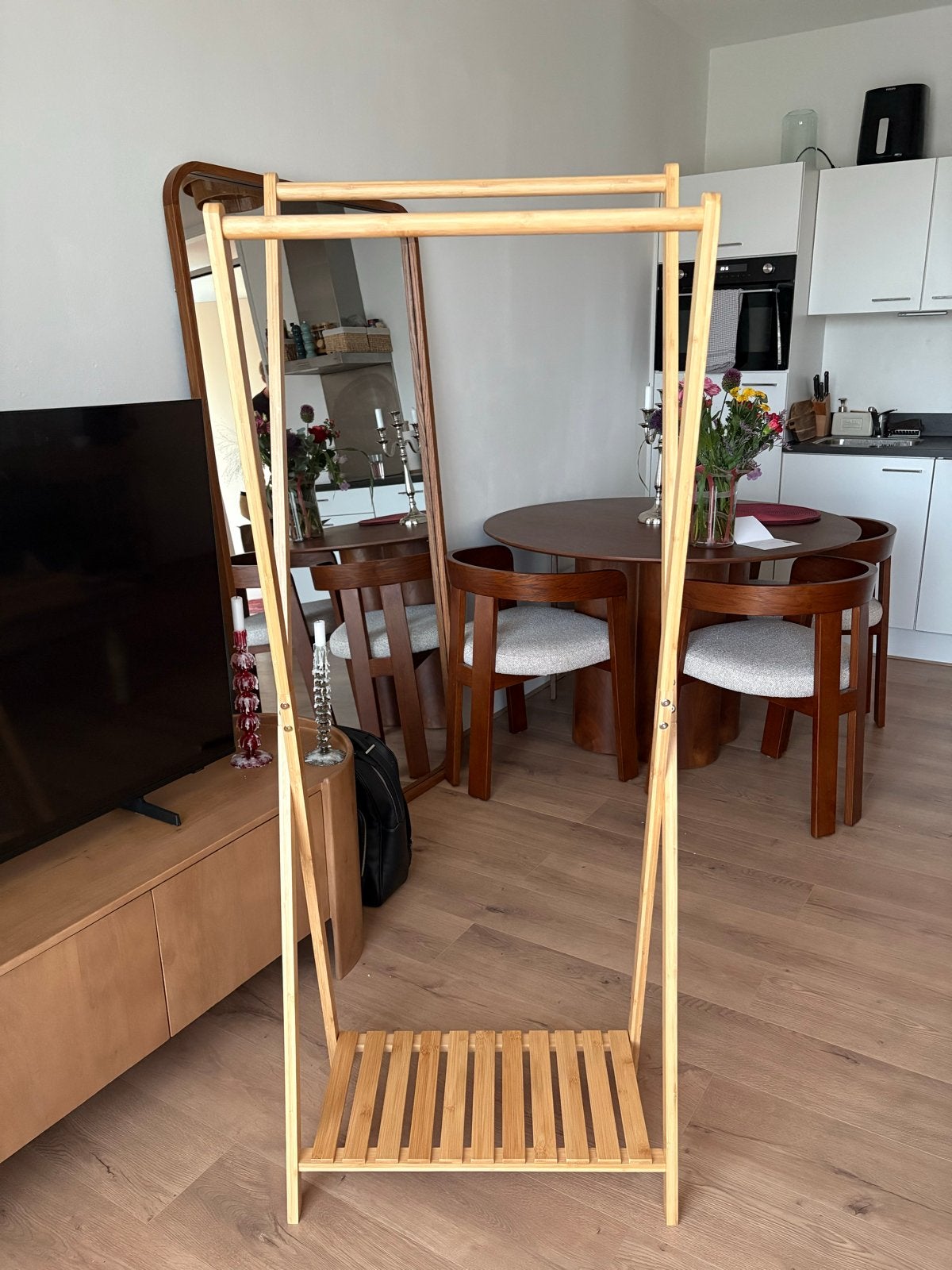 Bamboe kledingrek, Ophalen, Zo goed als nieuw, Staande kapstok, 150 tot 200 cm
