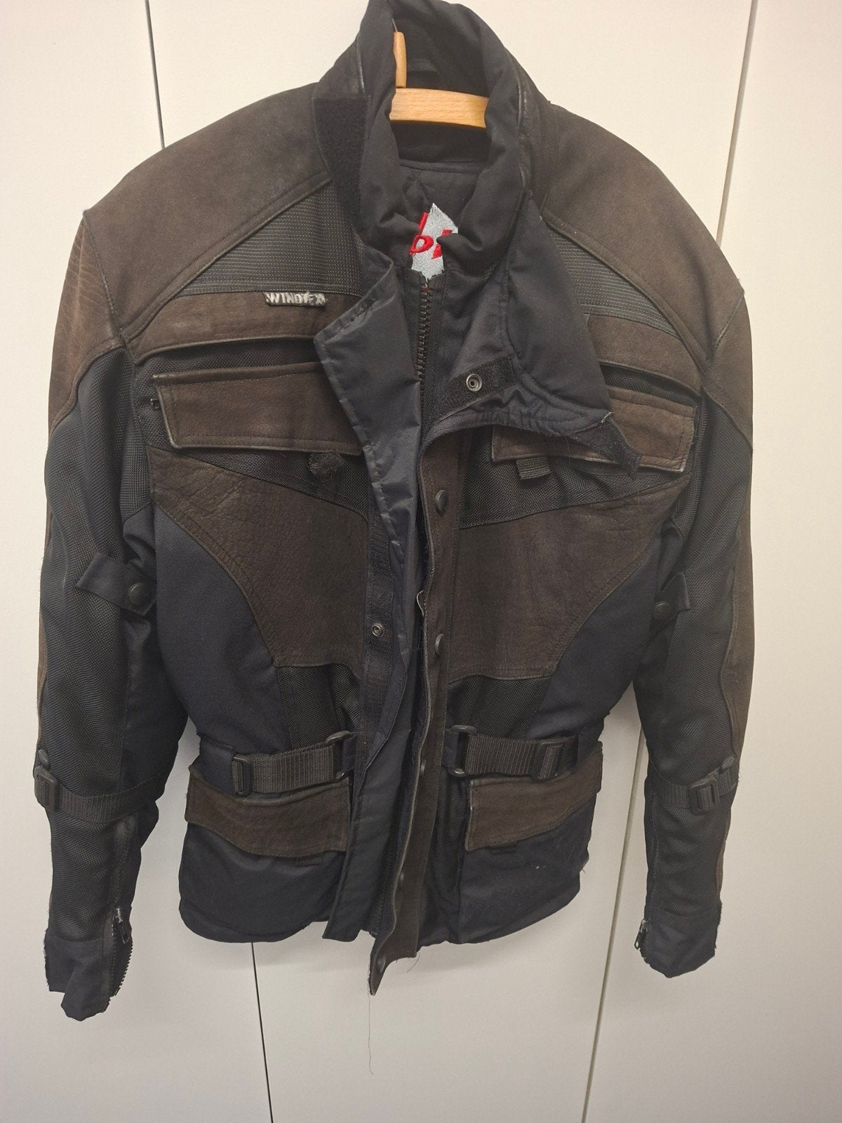 Motorjas Windtex textiel/leer bruin/zwart - Maat S, Ophalen, Jas | textiel, Tweedehands, Heren