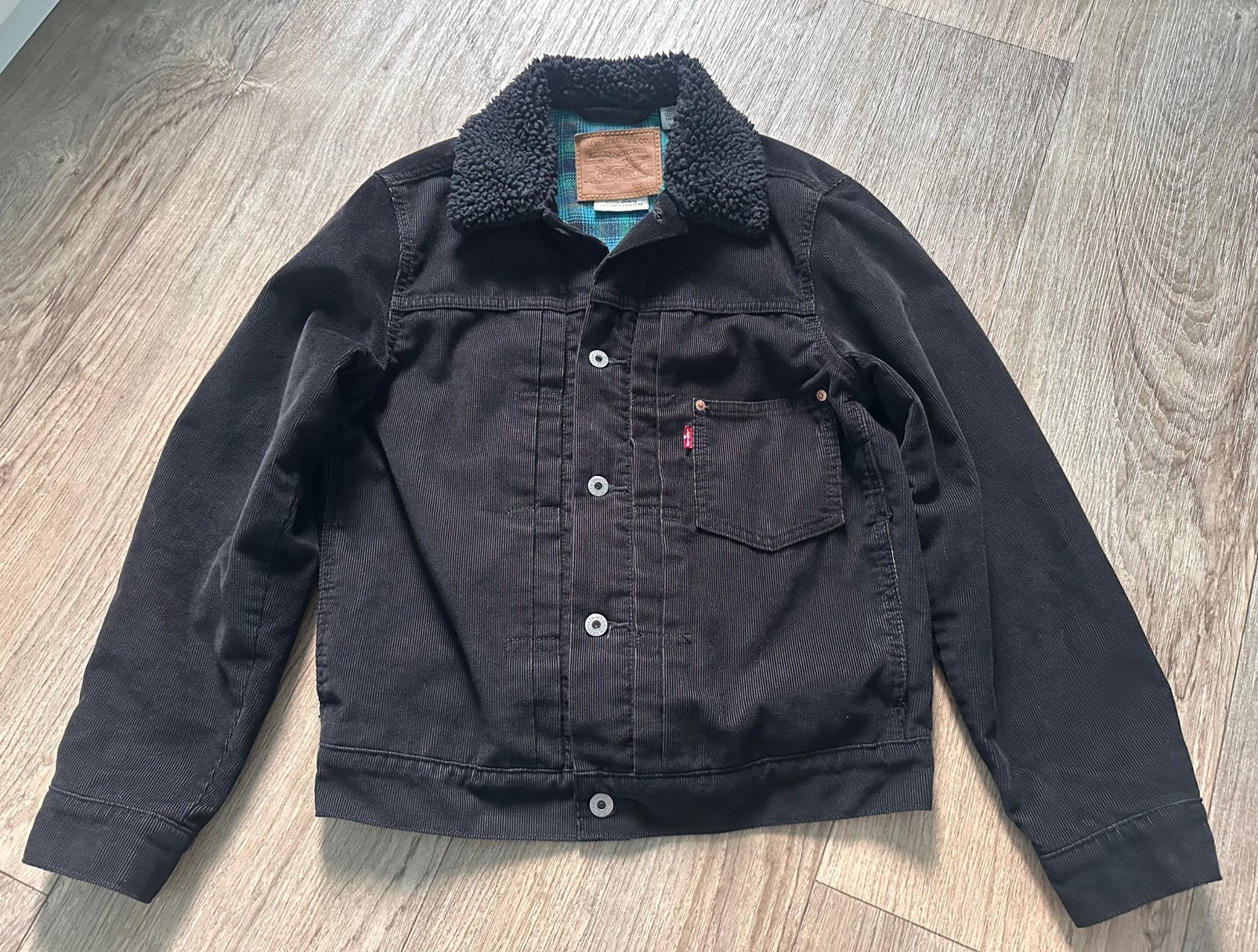 Levis ruit gevoerde corduroy jack cinch back XS/S, Ophalen of Verzenden, Zo goed als nieuw, Maat 36 (S), Zwart