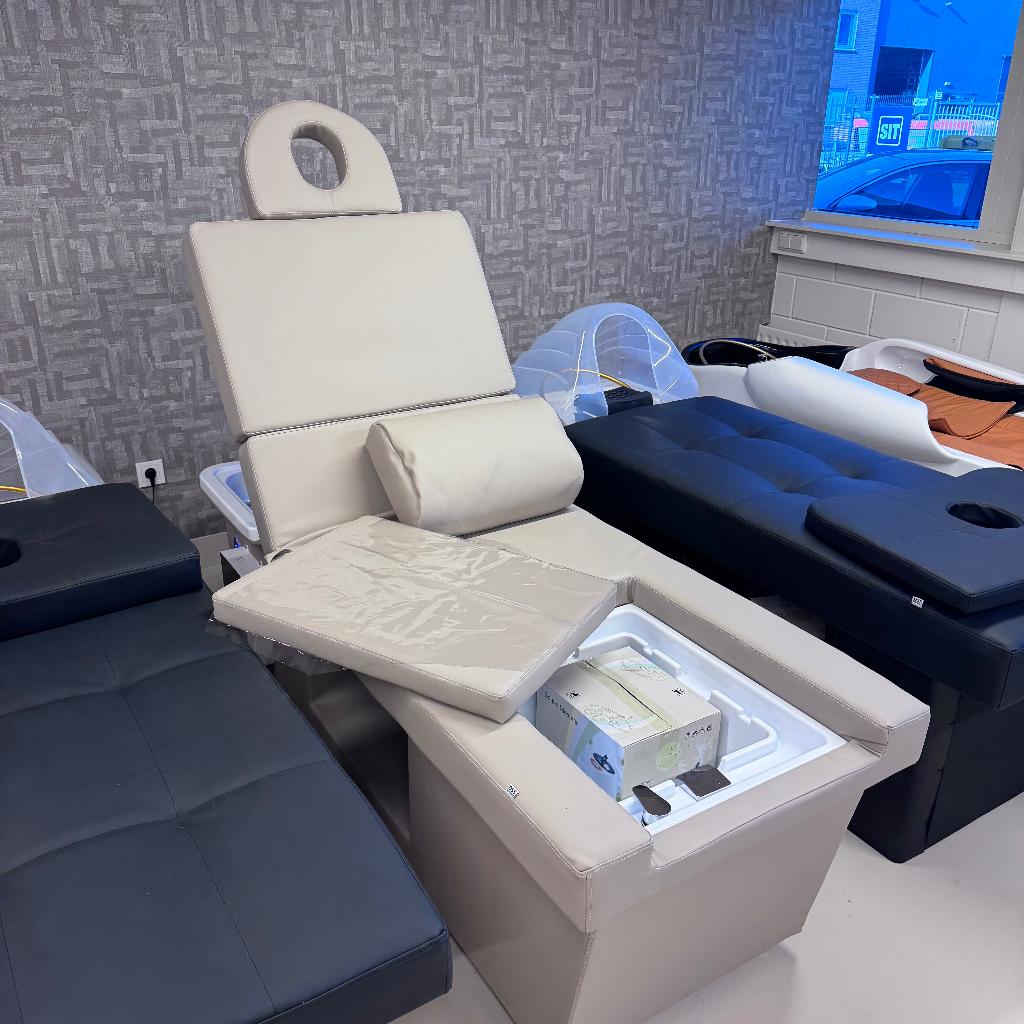Japanse Head Spa Pedicure massage bed kapsalon beige cream, Leer, Zwart, Nieuw, Ophalen of Verzenden