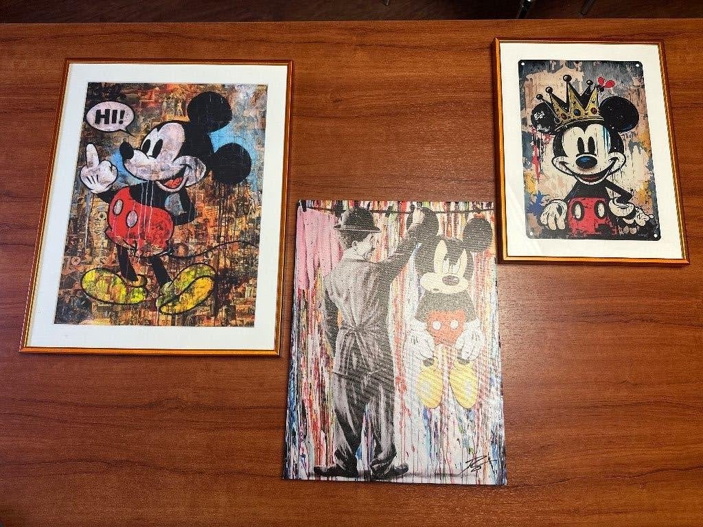 4 Mickey Mouse prenten, Verzamelen, Ophalen, Mickey Mouse, Gebruikt