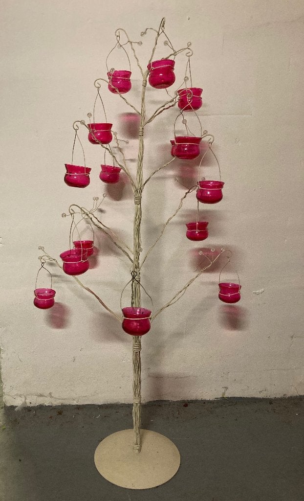 Metalen boom - kerstboom voor theelichtjes, Ophalen of Verzenden, Zo goed als nieuw, Crème, Metaal