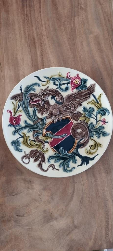 Antiek Majolica Wandbord Rudolf Ditmar Neorenaissance Znain, Antiek en Kunst, Ophalen of Verzenden