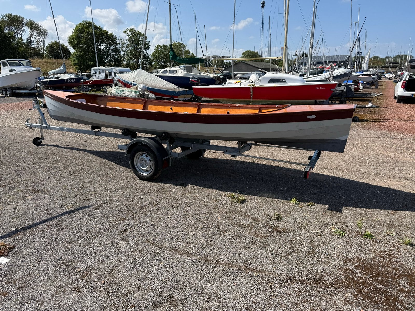 Tweepersoons houten roeiboot, Watersport en Boten, Roeiboten, Gebruikt, 6 m, Overig typen, Ophalen