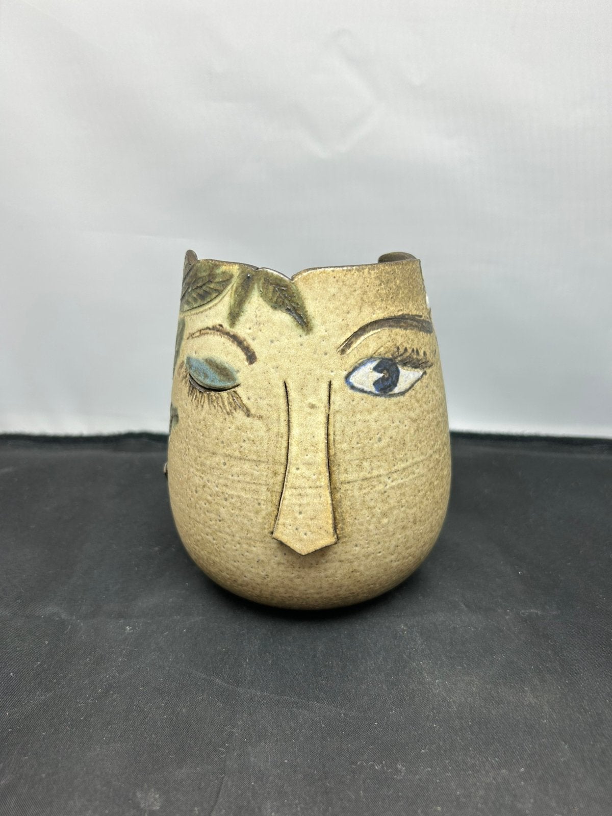Unieke vintage studiokeramiek wandvaas met gezicht, Antiek en Kunst, Ophalen of Verzenden