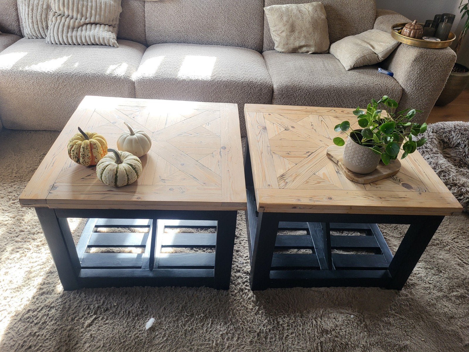 Set van 2 salontafels - Hotel Chique / Landelijk, Ophalen, 50 – 75, Gebruikt, 50 tot 100 cm