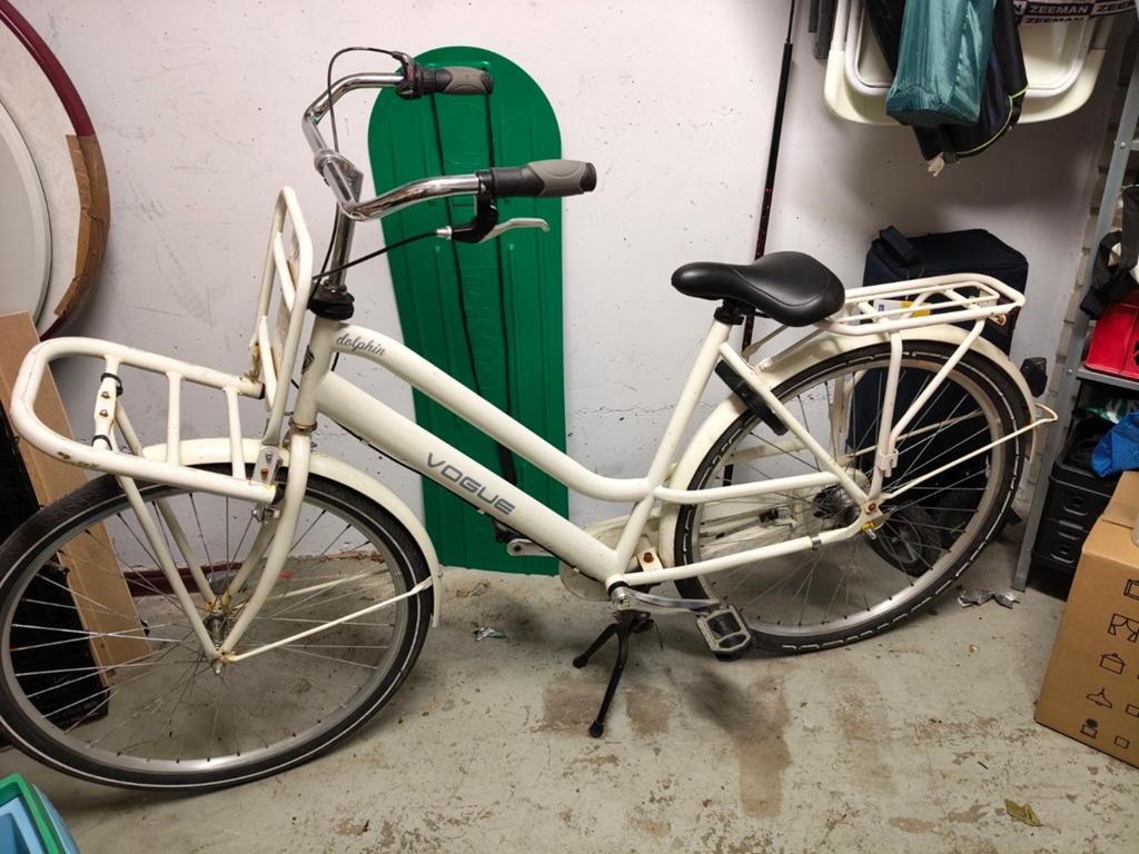 Meiden fiets Vogue Dolphin, 26 inch, wit, 26 inch of meer, Gebruikt, Velgrem, Vogue