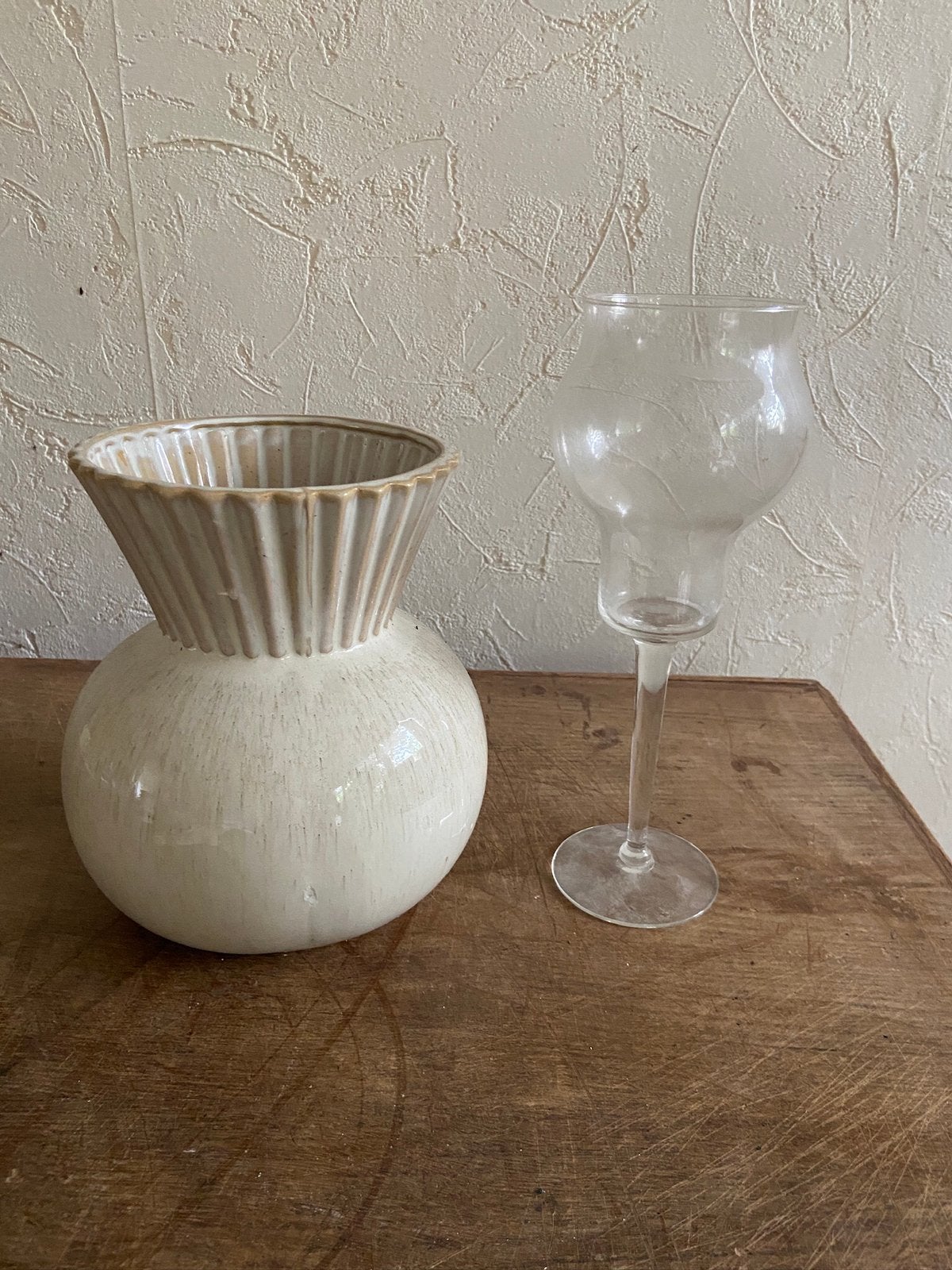 2 vaasjes brocante vintage bloemenvaas stolp, Ophalen of Verzenden