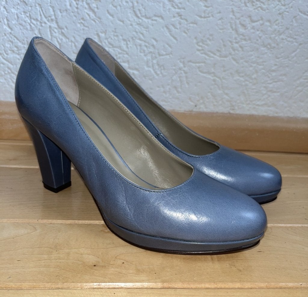 Noë pumps maat 41 denim blauw model Nadra echt leer ZGAN, Pumps, Blauw, Ophalen of Verzenden, Zo goed als nieuw