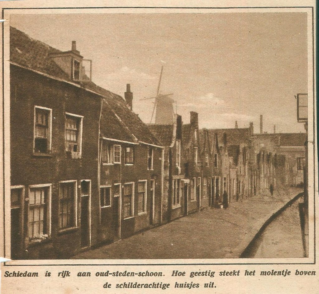 Schiedam stedenschoon knipsel 1926 molen, Gebruikt, Ophalen of Verzenden, Gebouw, Voor 1940