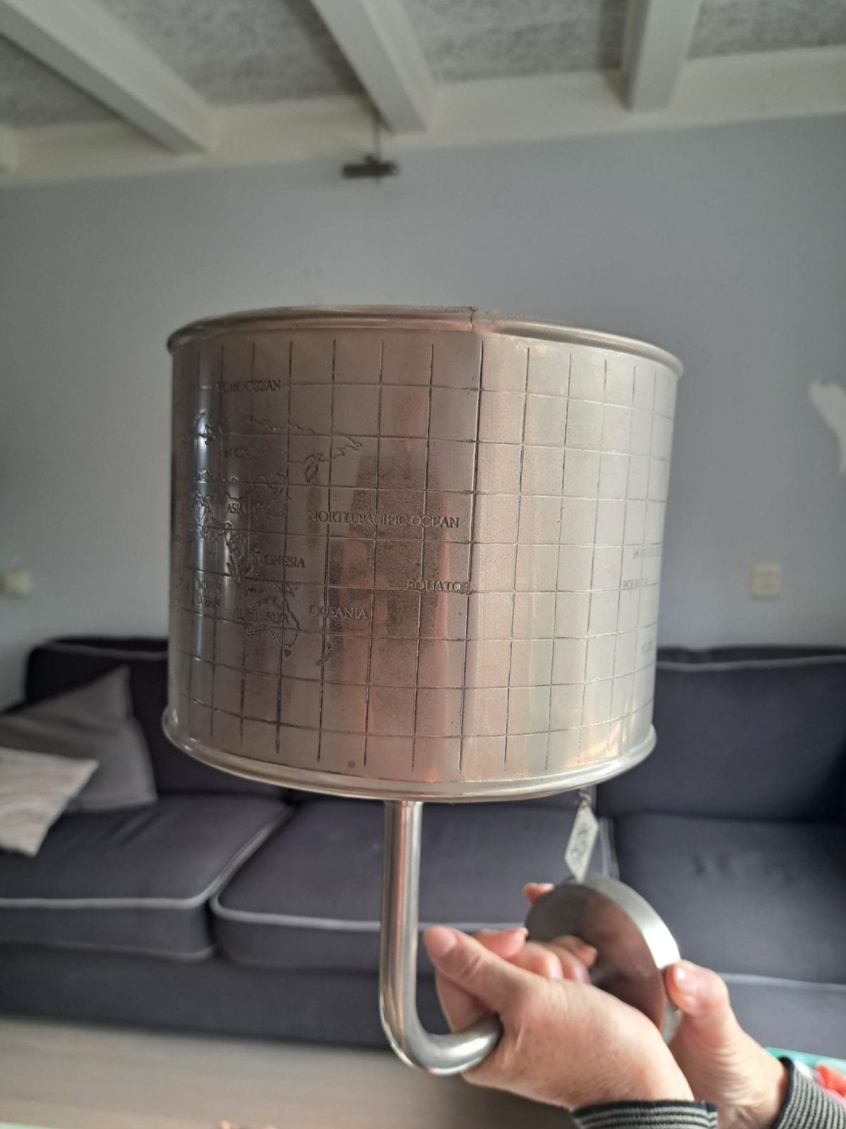Riviera Maison lampje met wereldkaart design, Metaal, Riviera Maison, Ophalen of Verzenden, Zo goed als nieuw
