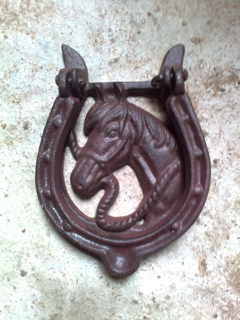 Leuke Deurklopper Hoefijzer Paard, bruin gietijzer, Ophalen of Verzenden, Nieuw