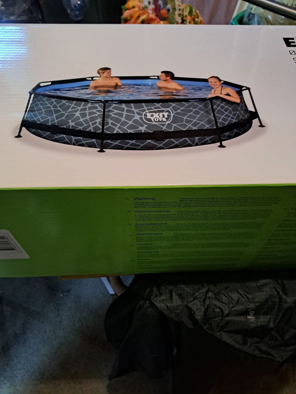 Zwembad 300x76 Exit toys stonelook zwart/grijs, Ophalen, Minder dan 80 cm, Rond, Nieuw