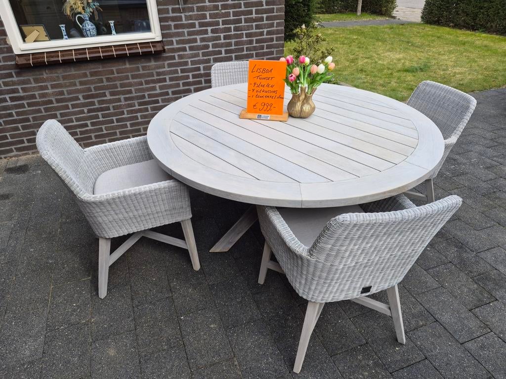 4 persoons tuinset van 4 seasons outdoor Lisboa, Ophalen, 4 zitplaatsen, Gebruikt, Wicker